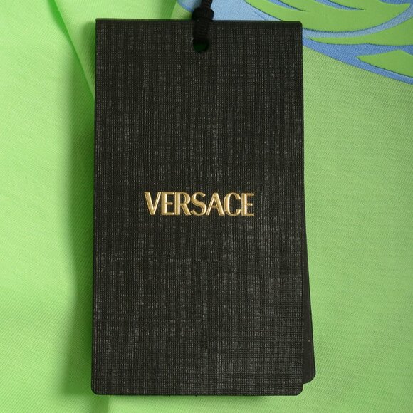 Versace Men's Mint & Blue Logo Print Short Sleeve T-Shirt US 3XL IT 58 - Picture 5 of 7